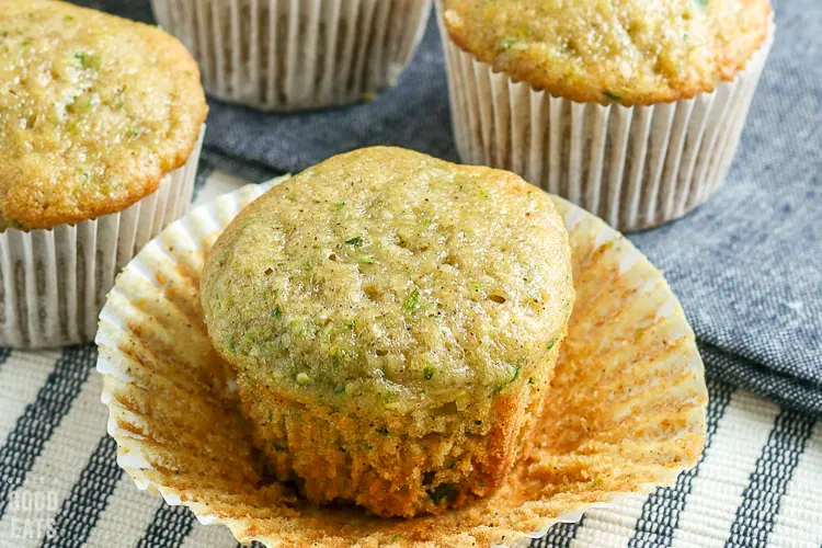 unwrapped baked zucchini muffin