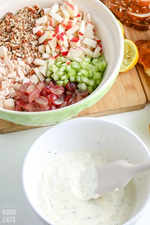 mayonnaise, lemon juice, and fresh parsley mixed together in a bowl