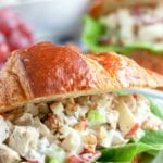 chicken salad recipe with grapes on a croissant
