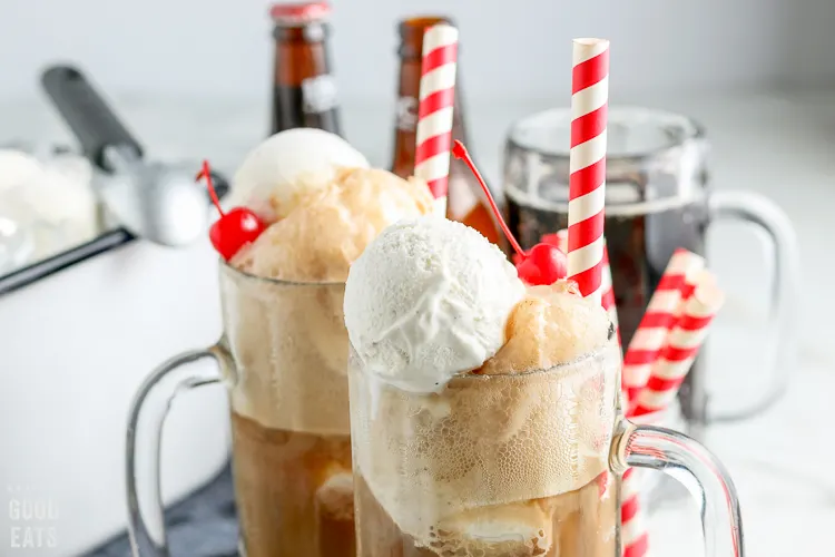 zoomed in view of ice cream floats