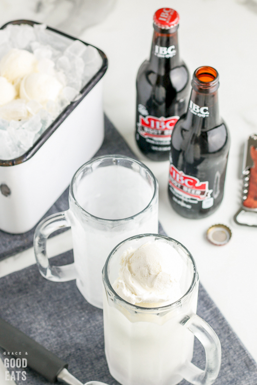 chilled mugs with ice cream