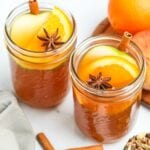 Mulled Cider is delicious fall drink made from a blend of mulling spices and apple cider.  I love to enjoy this warm, with my favorite pumpkin desserts, or with a splash of rum for a yummy adult version.