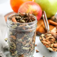 small mason jar with mulling spices