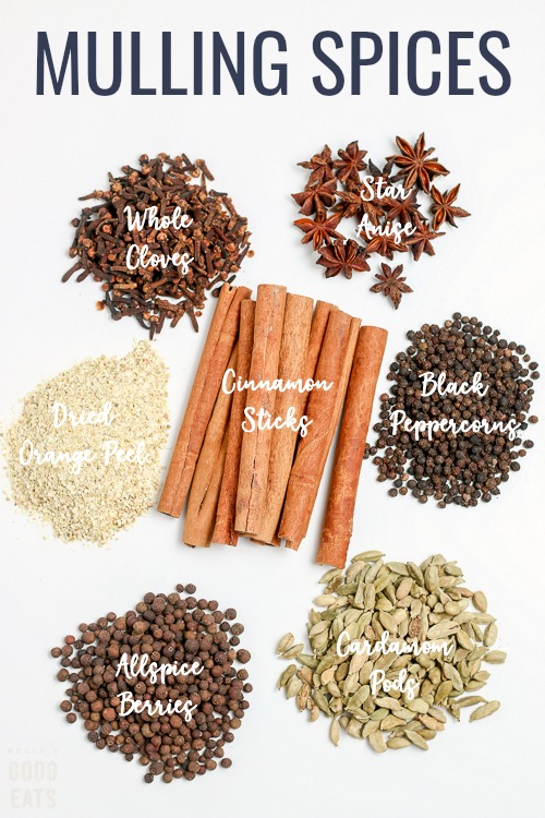 mulling spices loose on a white background