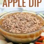 Caramel Apple Dip is a deliciously creamy dessert that tastes like your favorite fall treat without all the mess! This Caramel Apple Dip recipe is perfect served with cookies or fruit.