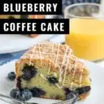 Blueberry Coffee Cake that is bursting with blueberries and a subtle lemon flavor. Finish with a crumb topping and quick vanilla glaze for a simple and delicious breakfast or dessert!