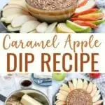 Caramel Apple Dip is a deliciously creamy dessert that tastes like your favorite fall treat without all the mess! This Caramel Apple Dip recipe is perfect served with cookies or fruit.