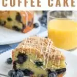 Blueberry Coffee Cake that is bursting with blueberries and a subtle lemon flavor. Finish with a crumb topping and quick vanilla glaze for a simple and delicious breakfast or dessert!