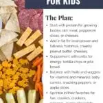 Kids Snack Ideas: create a delicious snack board with protein for growing bodies, fat for brain power and fullness, fruits and veggies for vitamins and minerals, and their favorite treats for extra fun!