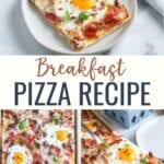 Breakfast Pizza made with store-bought pizza dough, shredded cheese, and your choice of toppings. This quick and easy breakfast pizza recipe is a great way to start the morning!