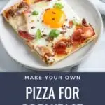 Breakfast Pizza made with store-bought pizza dough, shredded cheese, and your choice of toppings. This quick and easy breakfast pizza recipe is a great way to start the morning!