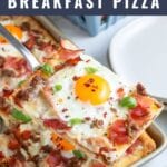 Breakfast Pizza made with store-bought pizza dough, shredded cheese, and your choice of toppings. This quick and easy breakfast pizza recipe is a great way to start the morning!