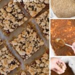 Pumpkin Bars Recipe made with pumpkin apple butter and a simple streusel crumb crust. These easy pumpkin bars come together quickly and are delicious with a dollop of whipped cream.