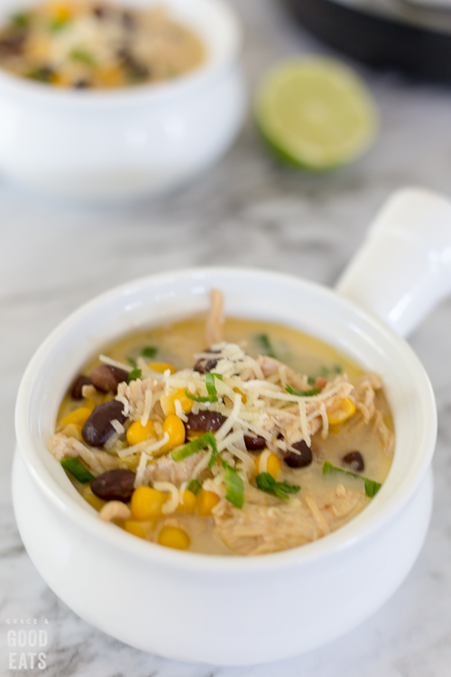 bowl of soup with lime in the background