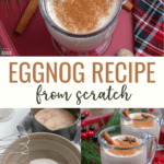 Eggnog recipe (non-alcoholic) made with egg yolks, milk, sugar, and spices. This homemade eggnog version is best served chilled with a dollop of whipped cream and tastes even better than the store-bought variety!