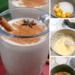 Eggnog recipe (non-alcoholic) made with egg yolks, milk, sugar, and spices. This homemade eggnog version is best served chilled with a dollop of whipped cream and tastes even better than the store-bought variety!