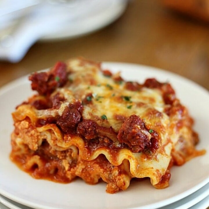 lasagna on a white plate