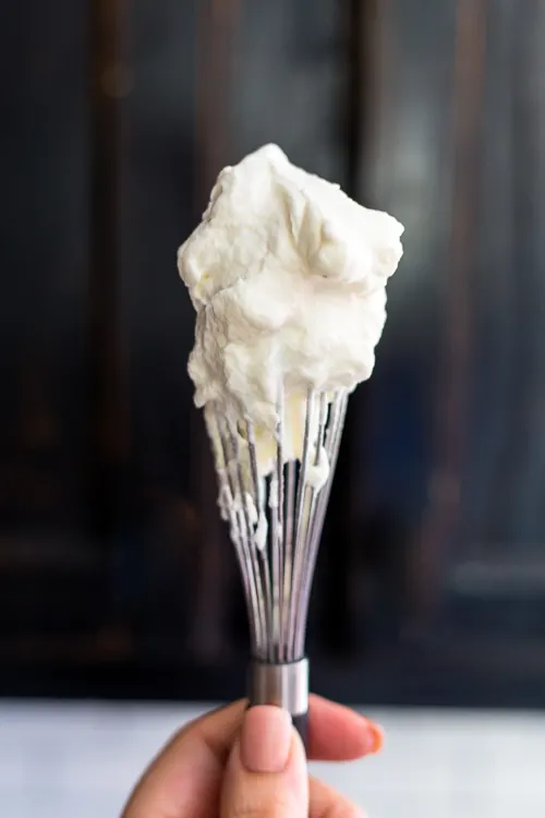 whipped cream on a whisk