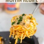 Spaghetti Muffins are a fun take on a traditional family favorite. Use three simple ingredients to make this easy weeknight meal!