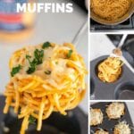 Spaghetti Muffins are a fun take on a traditional family favorite. Use three simple ingredients to make this easy weeknight meal!