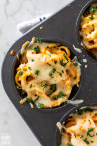 spaghetti muffin in a muffin tin