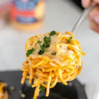 spaghetti muffin on a spoon