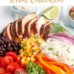 Make your own restaurant quality (or better) Chicken Burrito Bowl at home with this delicious recipe! These bowls are packed with a fresh flavors and filling protein.