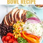 Make your own restaurant quality (or better) Chicken Burrito Bowl at home with this delicious recipe! These bowls are packed with a fresh flavors and filling protein.