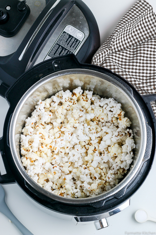 popped popcorn in an Instant Pot