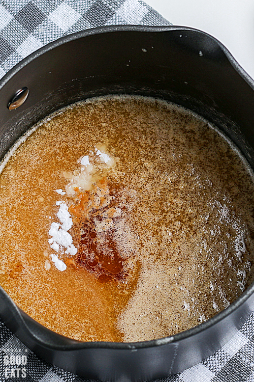 pot with caramel melting