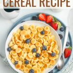 Pancake Cereal Recipe that turns your favorite Saturday morning pancakes into a fun, mini treat. Serve these tiny pancakes in a bowl and eat them plain or with syrup and milk.
