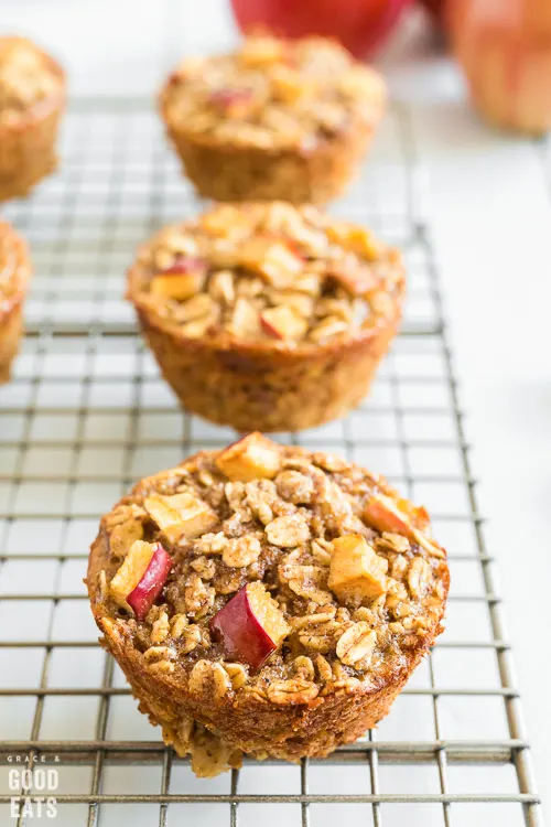 oatmeal cups on a wire cooling rack